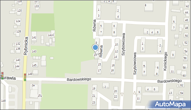 Gliwice, Równa, 13, mapa Gliwic