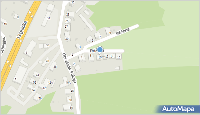 Głogów, Różana, 10, mapa Głogów