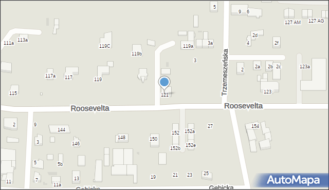 Gniezno, Roosevelta Franklina Delano, 121, mapa Gniezna