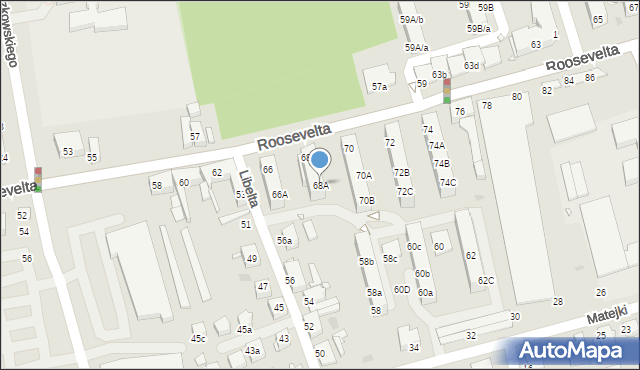 Gniezno, Roosevelta Franklina Delano, 68A, mapa Gniezna