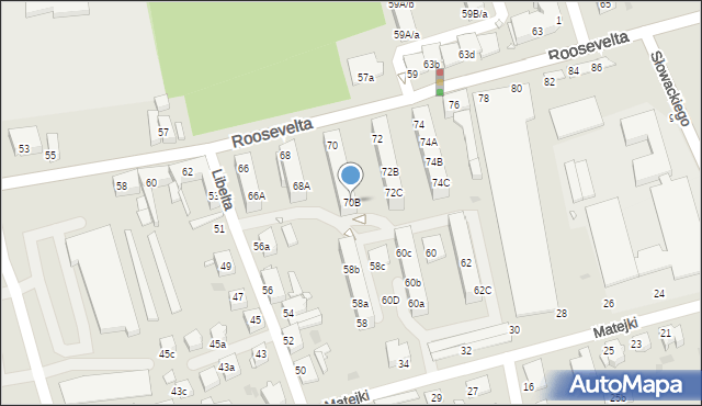 Gniezno, Roosevelta Franklina Delano, 70B, mapa Gniezna