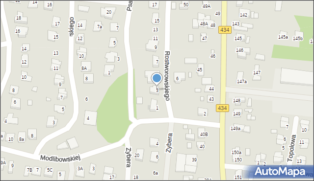 Gostyń, Rostworowskiego Stanisława, gen., 3, mapa Gostyń