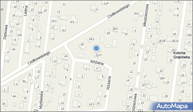 Grabówka, Różana, 3, mapa Grabówka