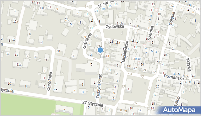 Grodzisk Wielkopolski, Rondo Tuszyńskiego Czesława, ks. kan., 6, mapa Grodzisk Wielkopolski