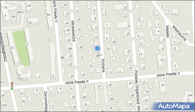 Grójec, Różana, 16, mapa Grójec