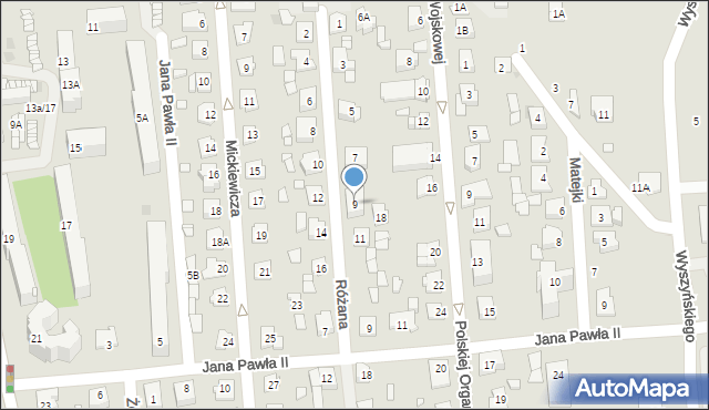 Grójec, Różana, 9, mapa Grójec