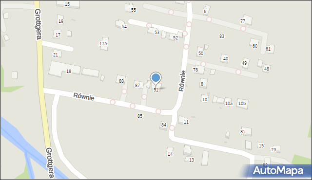 Grybów, Równie, 51, mapa Grybów