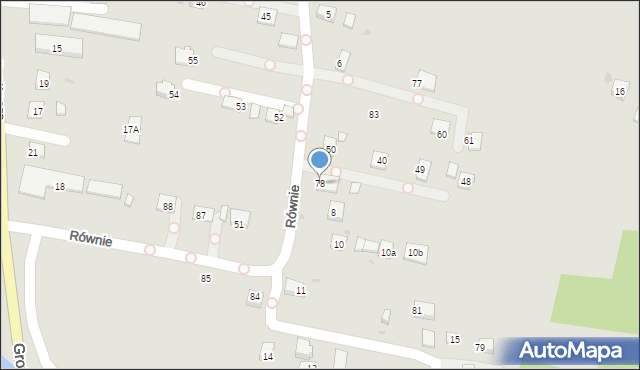 Grybów, Równie, 78, mapa Grybów