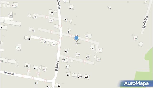 Grybów, Równie, 83, mapa Grybów
