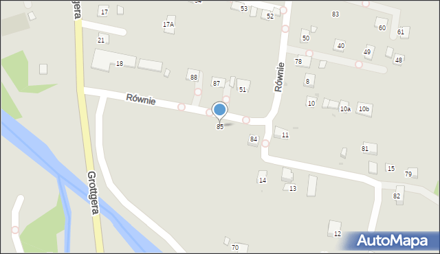 Grybów, Równie, 85, mapa Grybów