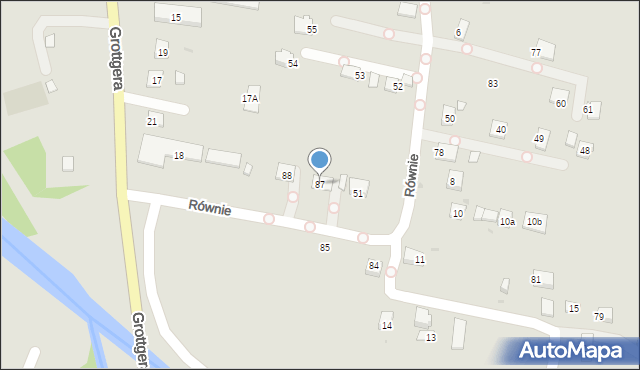 Grybów, Równie, 87, mapa Grybów