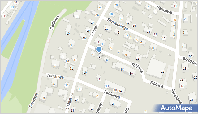 Gryfice, Różana, 4, mapa Gryfice