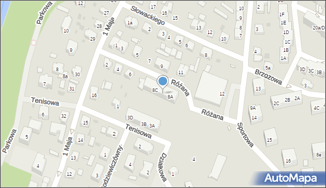 Gryfice, Różana, 8B, mapa Gryfice
