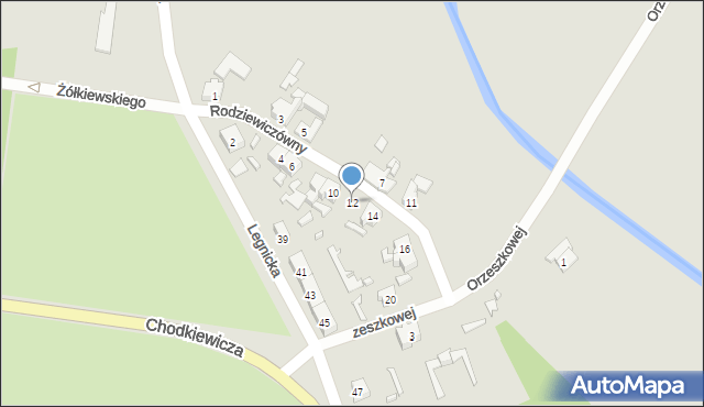 Gubin, Rodziewiczówny, 12, mapa Gubin