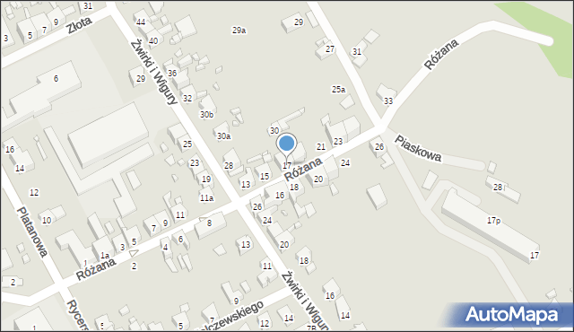 Gubin, Różana, 17, mapa Gubin