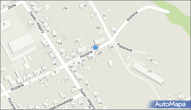 Gubin, Różana, 22, mapa Gubin