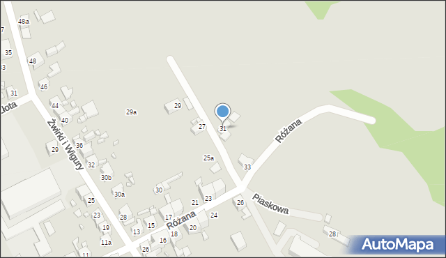 Gubin, Różana, 31, mapa Gubin