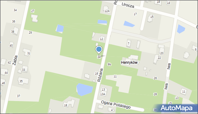 Henryków-Urocze, Różana, 14, mapa Henryków-Urocze
