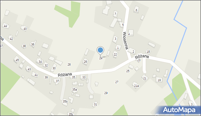 Hucisko, Różana, 24, mapa Hucisko