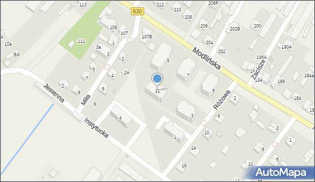 Jabłonna, Różowa, 11, mapa Jabłonna