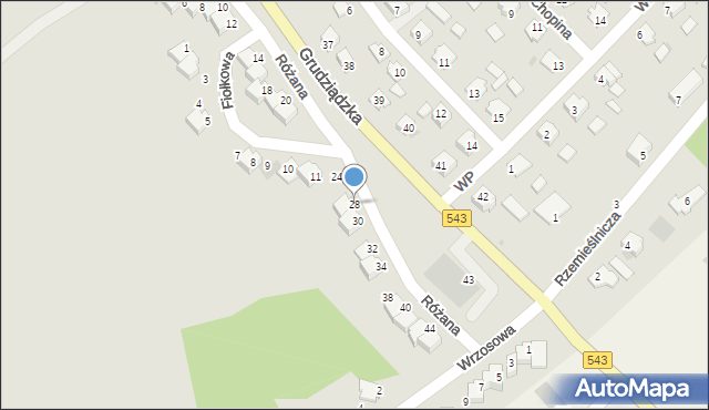 Jabłonowo Pomorskie, Różana, 28, mapa Jabłonowo Pomorskie