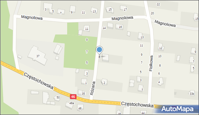 Janów, Różana, 8, mapa Janów