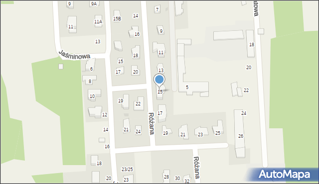 Janówek Pierwszy, Różana, 15, mapa Janówek Pierwszy