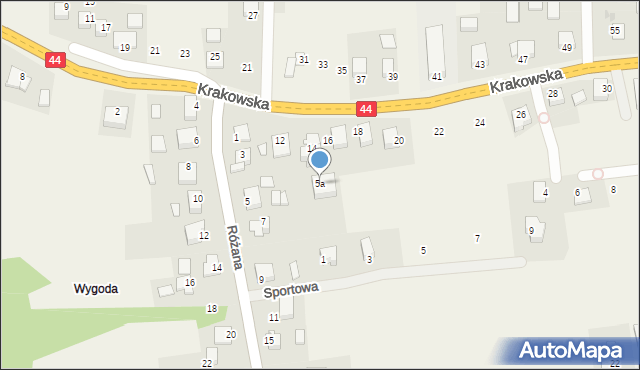 Jaśkowice, Różana, 5a, mapa Jaśkowice
