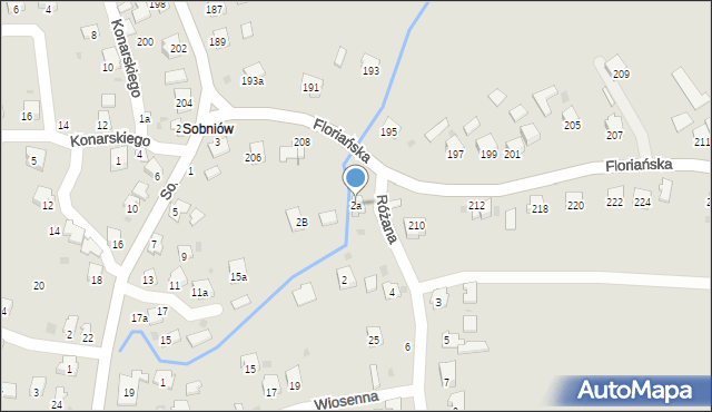 Jasło, Różana, 2a, mapa Jasła