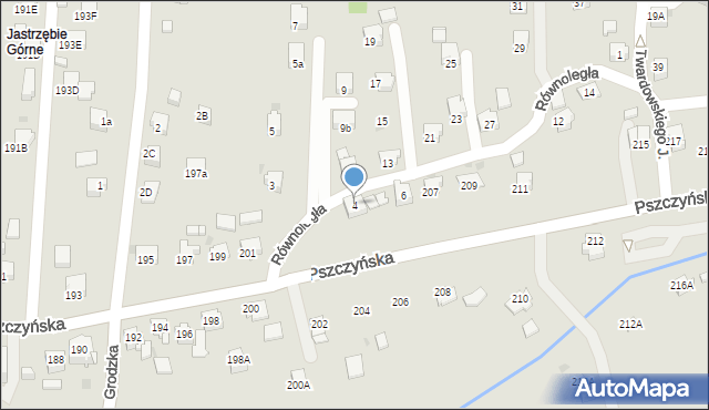 Jastrzębie-Zdrój, Równoległa, 4, mapa Jastrzębie-Zdrój