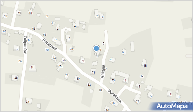 Jawiszowice, Różana, 1, mapa Jawiszowice