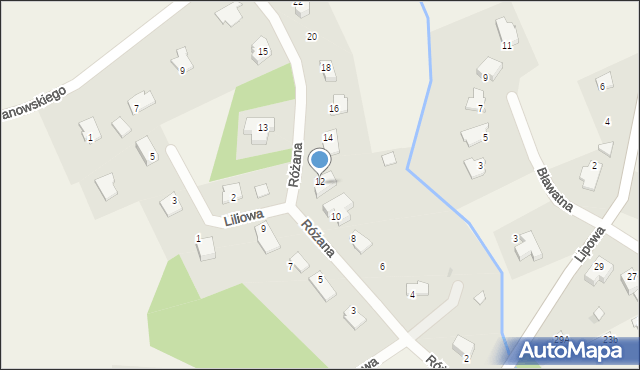 Jonkowo, Różana, 12, mapa Jonkowo