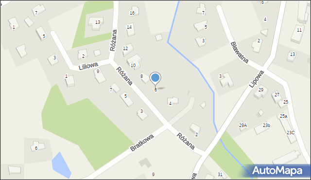 Jonkowo, Różana, 6, mapa Jonkowo