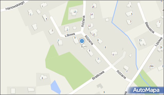 Jonkowo, Różana, 7, mapa Jonkowo