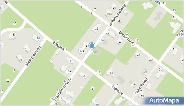 Józefów, Rodziewiczówny, 13, mapa Józefów