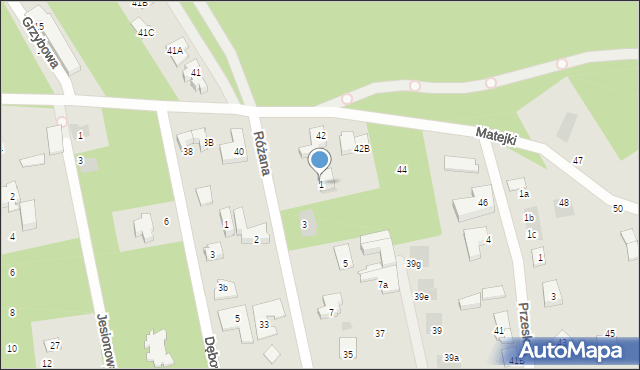 Józefów, Różana, 1, mapa Józefów