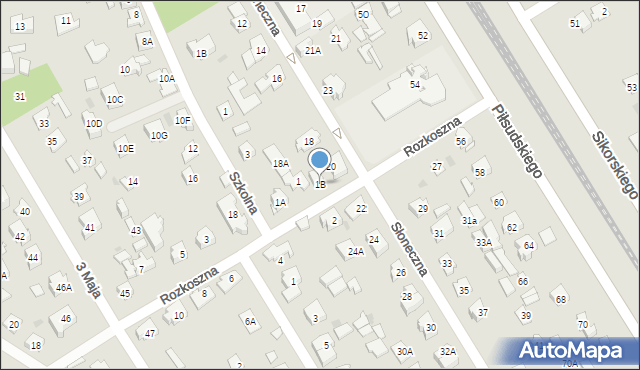 Józefów, Rozkoszna, 1B, mapa Józefów