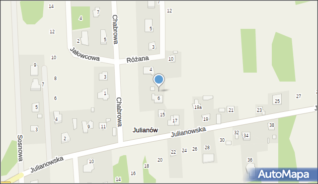 Julianów, Różana, 8, mapa Julianów