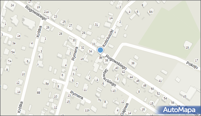 Kalety, Rogowskiego, ks., 36, mapa Kalety