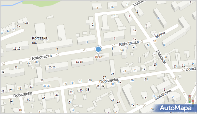 Kalisz, Robotnicza, 10-12, mapa Kalisza