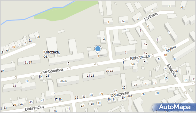 Kalisz, Robotnicza, 3, mapa Kalisza