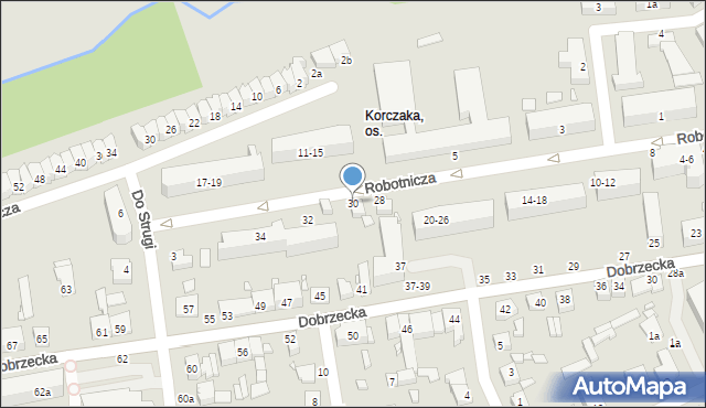 Kalisz, Robotnicza, 30, mapa Kalisza