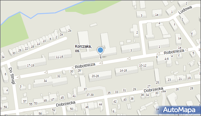 Kalisz, Robotnicza, 5, mapa Kalisza