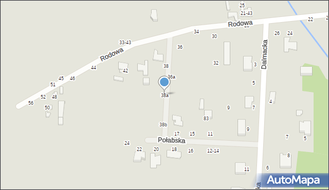 Kalisz, Rodowa, 38a, mapa Kalisza