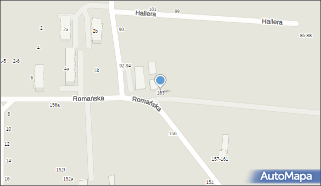 Kalisz, Romańska, 163, mapa Kalisza