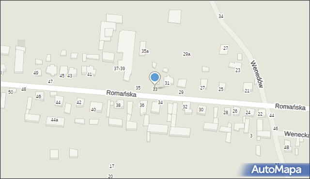 Kalisz, Romańska, 33, mapa Kalisza