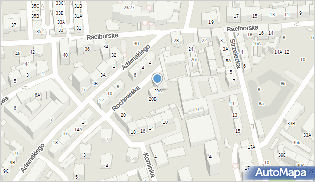 Katowice, Rochowiaka Stanisława, 20A, mapa Katowic