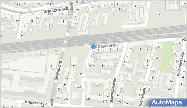 Katowice, Równoległa, 2, mapa Katowic