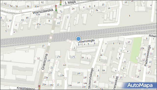 Katowice, Równoległa, 3, mapa Katowic