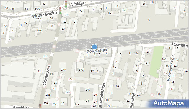 Katowice, Równoległa, 4, mapa Katowic